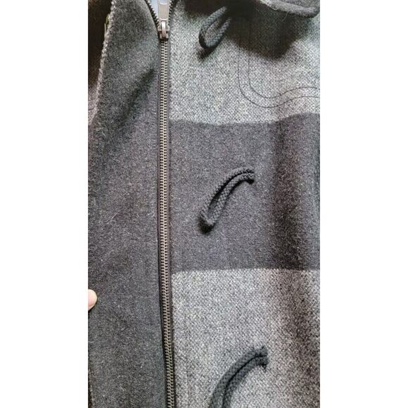 OLD NAVY Women Coat Jacket XXL Black Grey Zipper Stripe Hooded Two Pockets - Picture 3 of 8